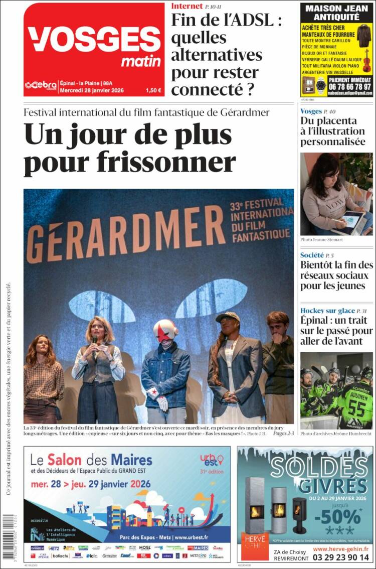 Portada de Vosges Matin (Francia)