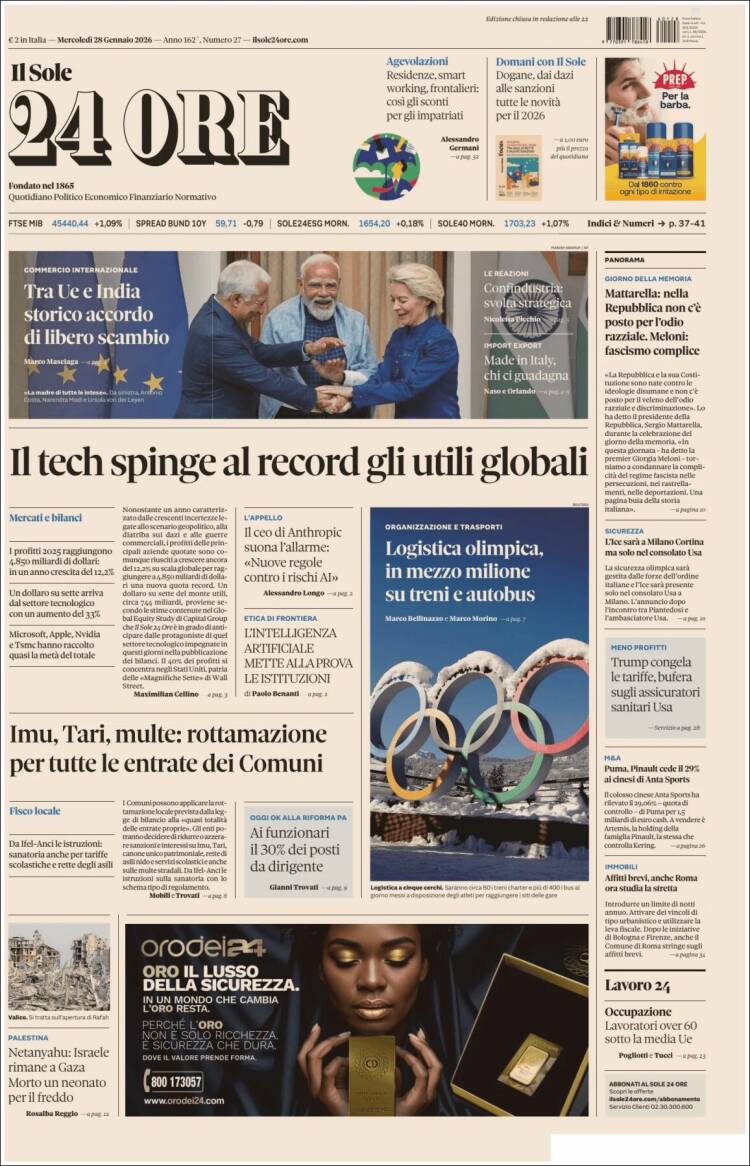 Portada de Il Sole 24 ORE (Italia)