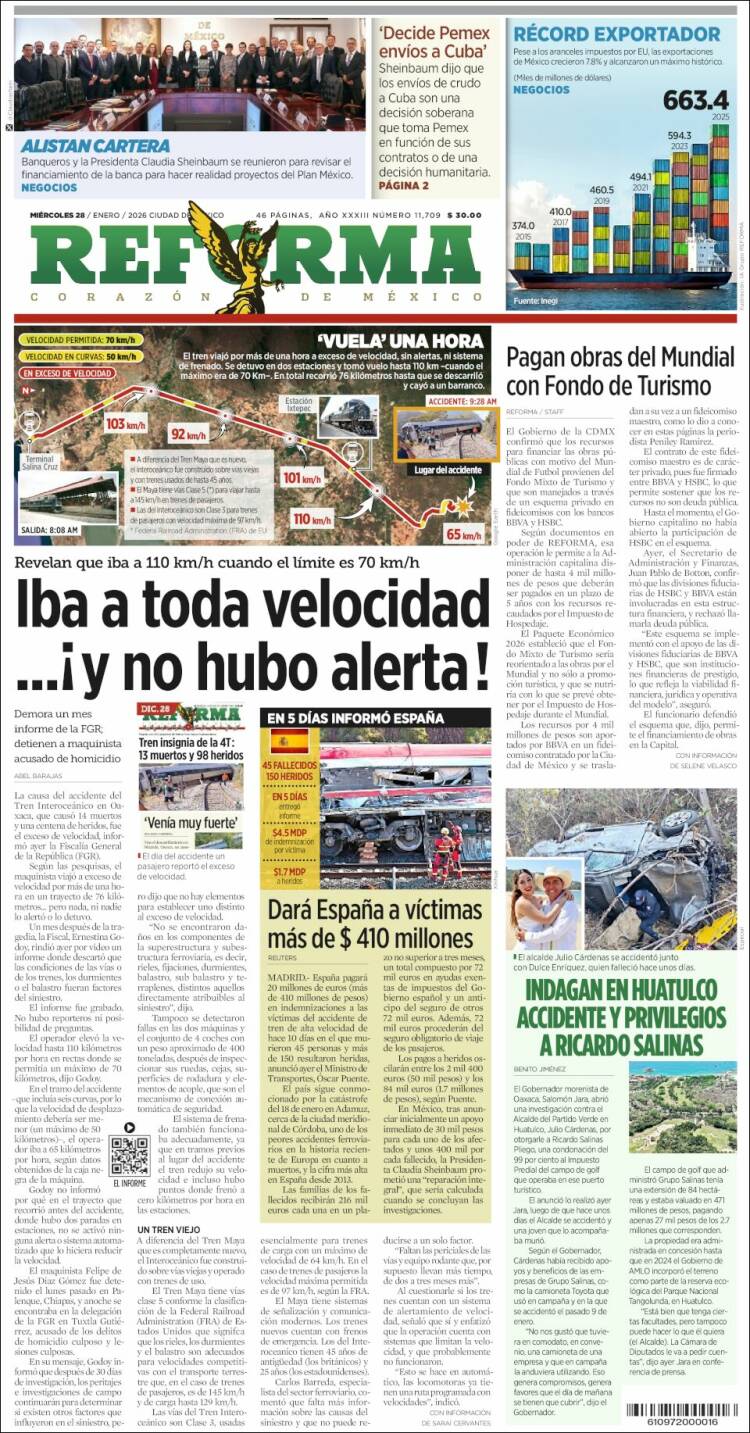 Portada de Reforma (M&eacute;xico)