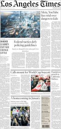 Portada de Los Angeles Times (USA)