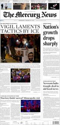 Portada de San Jose Mercury News (USA)