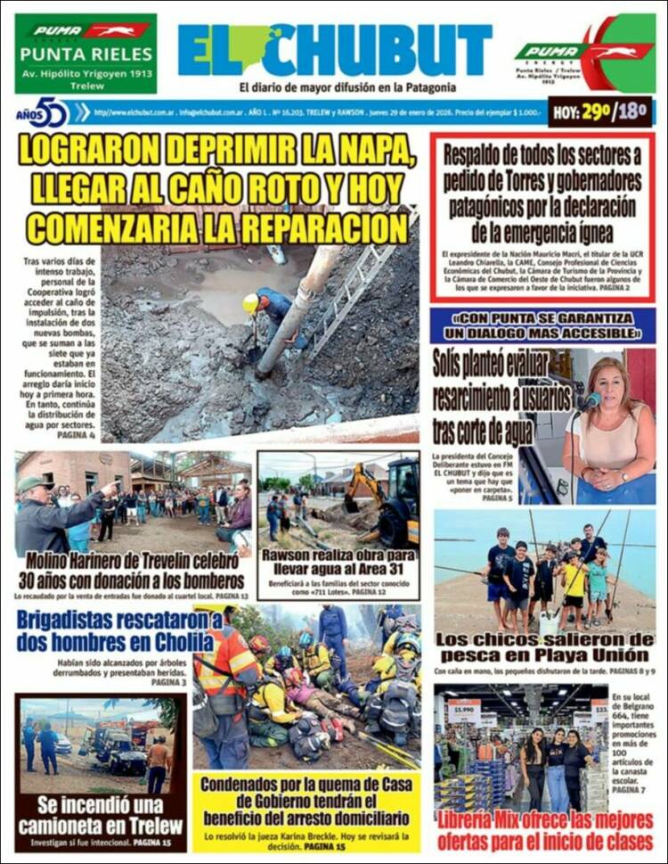 Portada de El Chubut (Argentina)