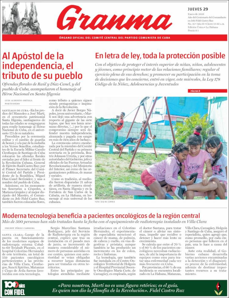 Portada de Granma (Cuba)