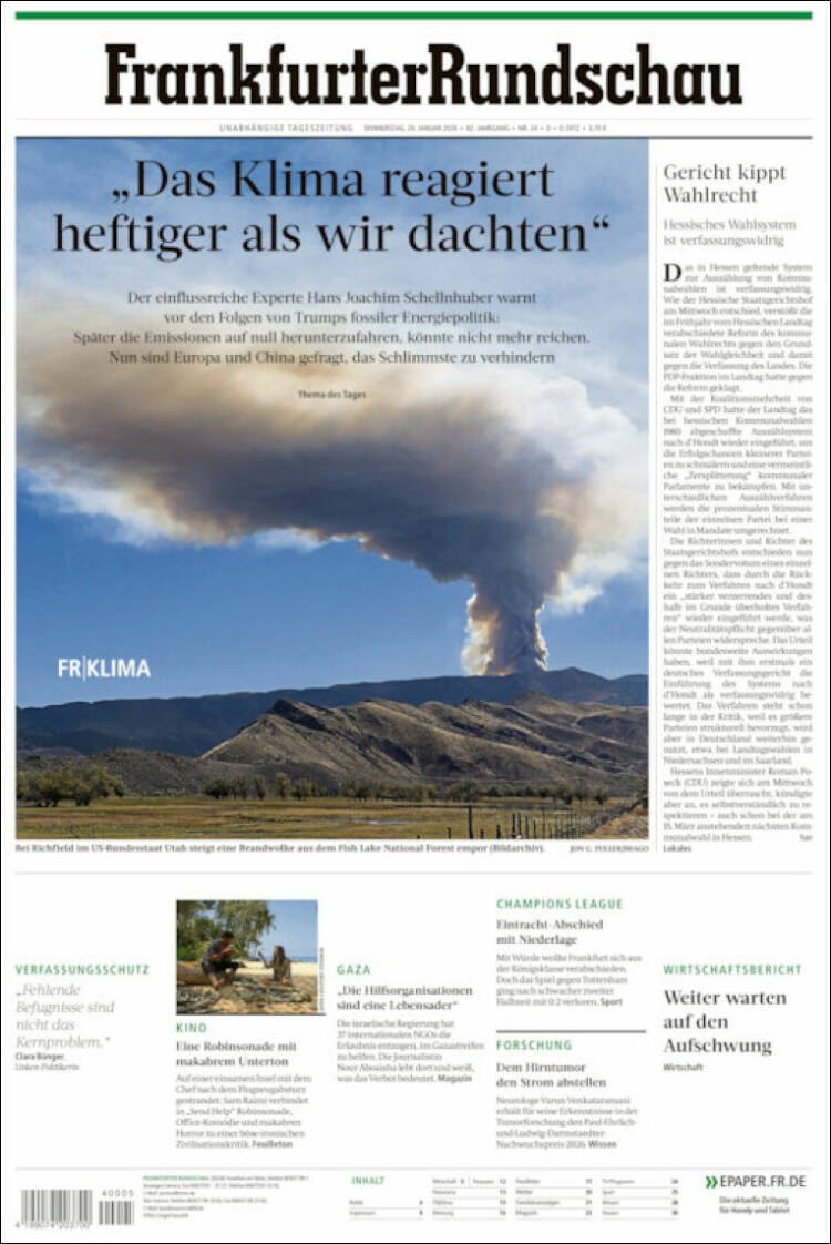 Portada de Frankfurter Rundschau (Alemania)