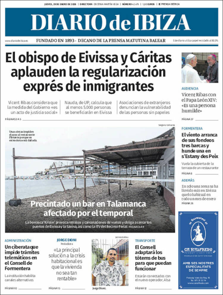 Portada de Diario de Ibiza (Espa&ntilde;a)