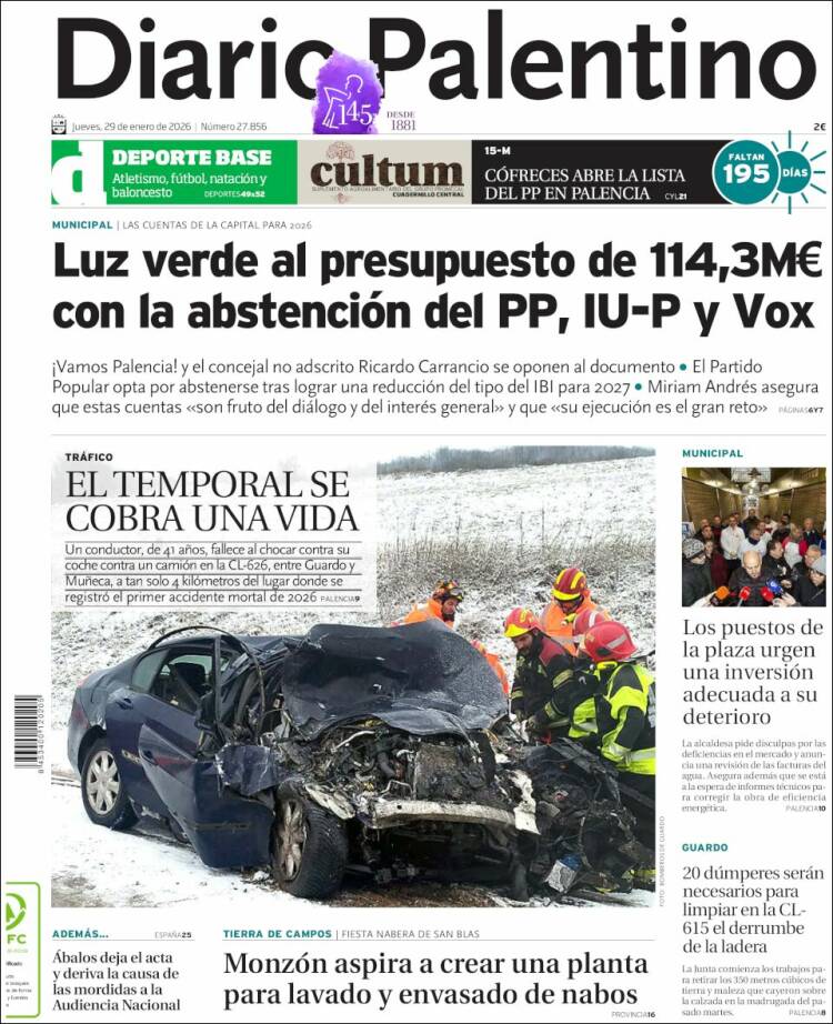 Portada de Diario Palentino (Espa&ntilde;a)