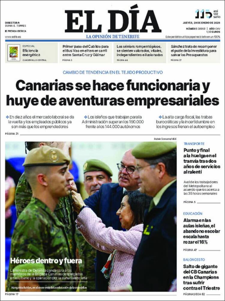 Portada de El Día (Espa&ntilde;a)