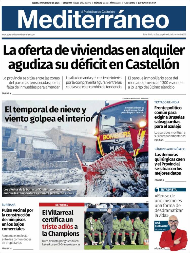 Portada de El Periódico Mediterraneo (Espa&ntilde;a)