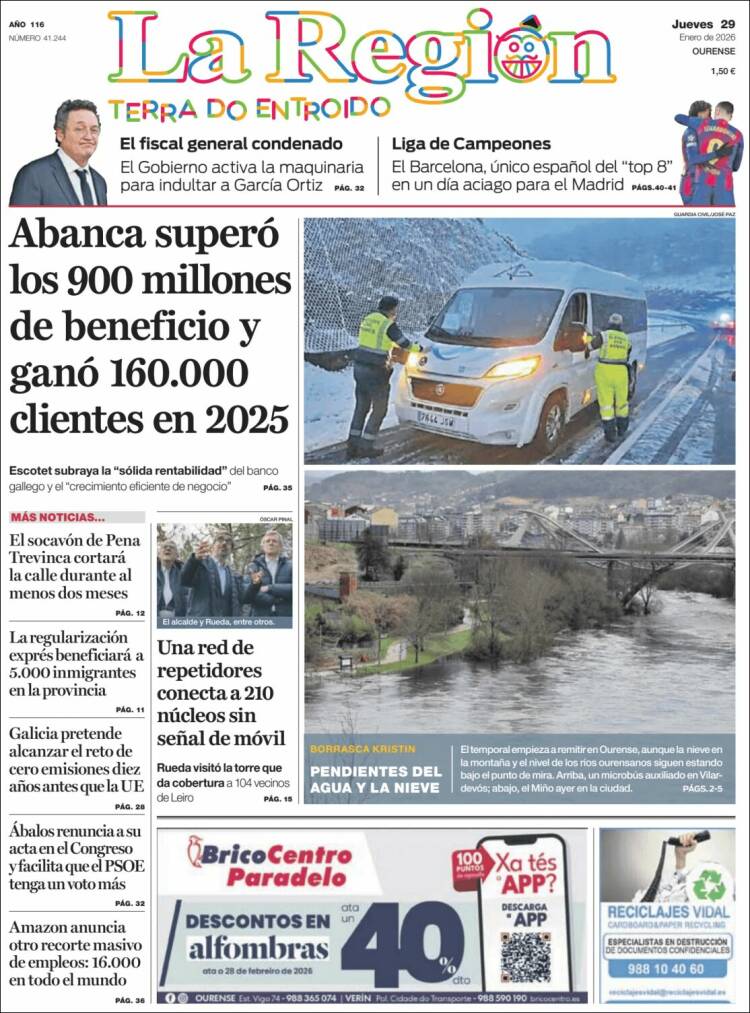 Portada de La Región de Ourense (Espa&ntilde;a)