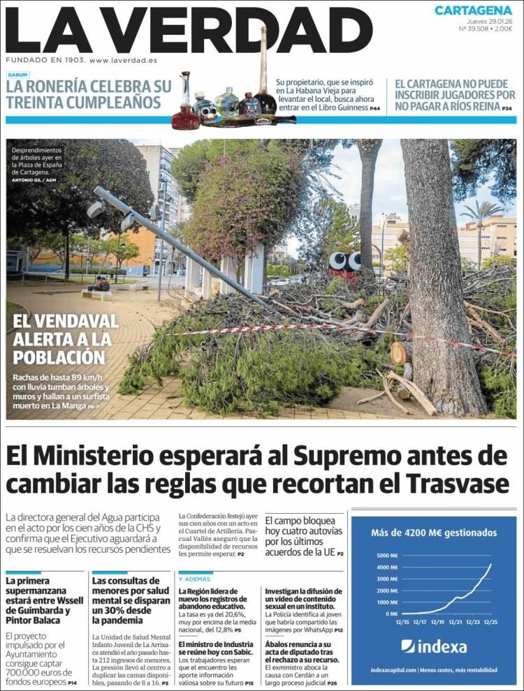 Portada de La Verdad de Cartagena (Espa&ntilde;a)