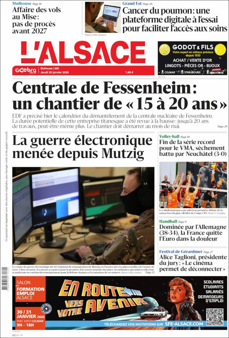 Portada de Journal L'Alsace (Francia)