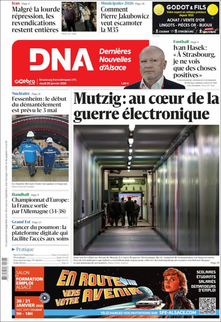 Portada de Les Dernières Nouvelles d'Alsace (Francia)