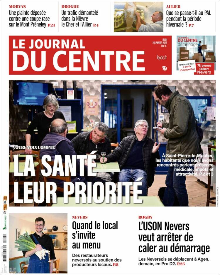 Portada de Le Journal du Centre (Francia)