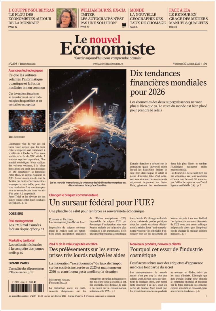 Portada de Le nouvel Economiste (Francia)