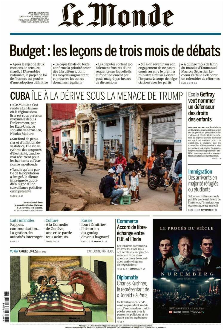Portada de Le Monde (Francia)