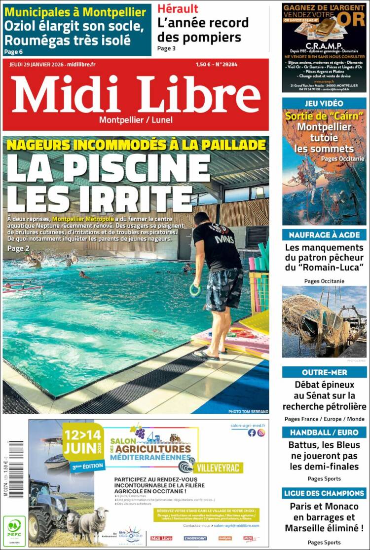 Portada de Midi Libre (Francia)