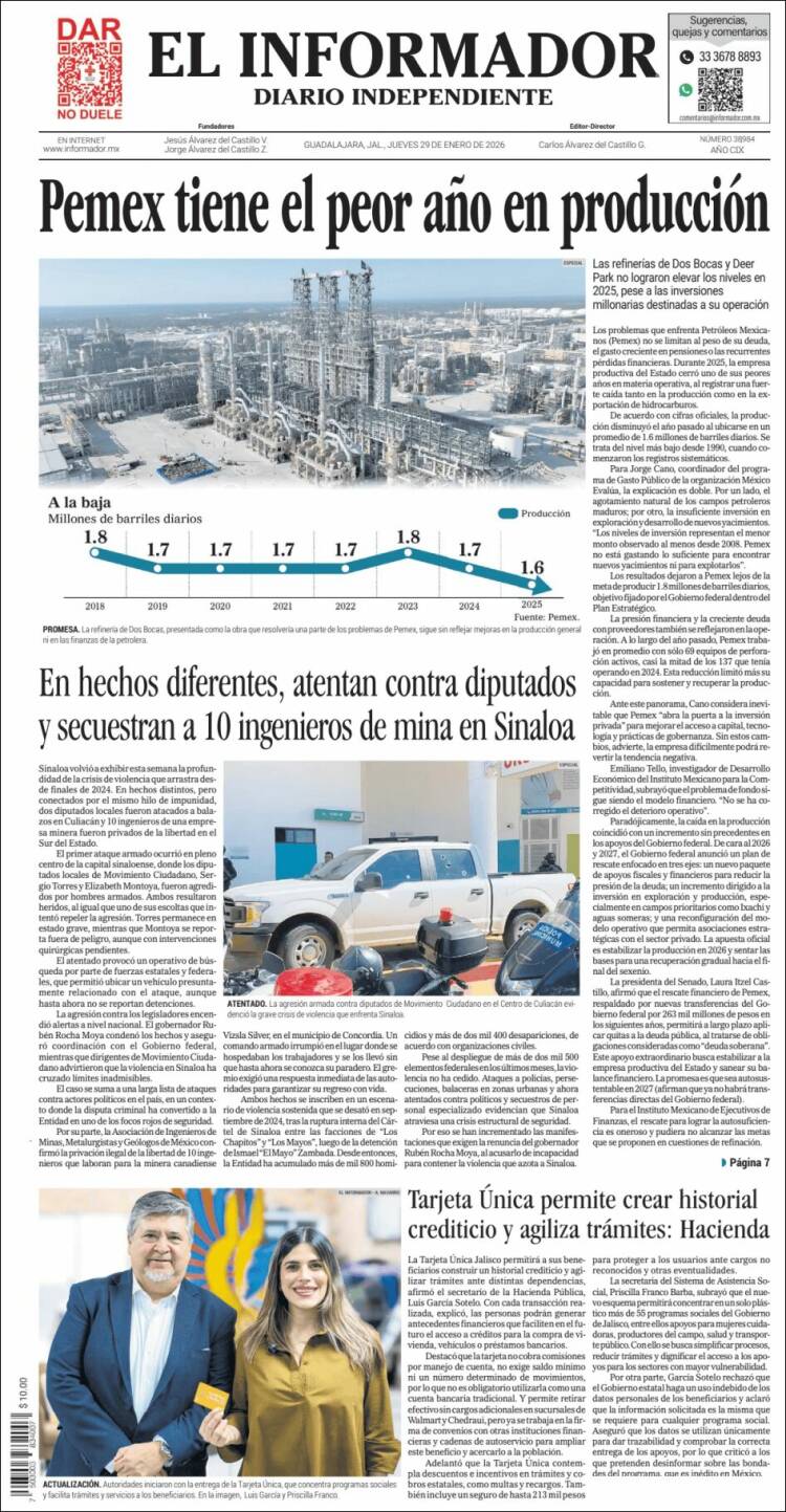 Portada de El Informador (M&eacute;xico)