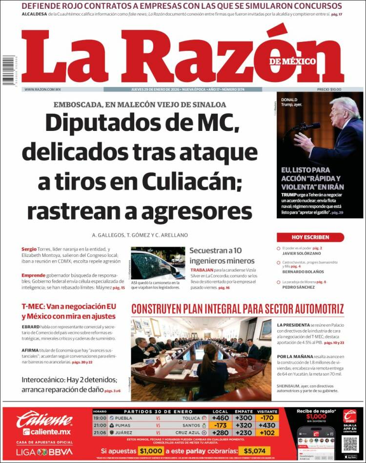 Portada de La Razón (M&eacute;xico)