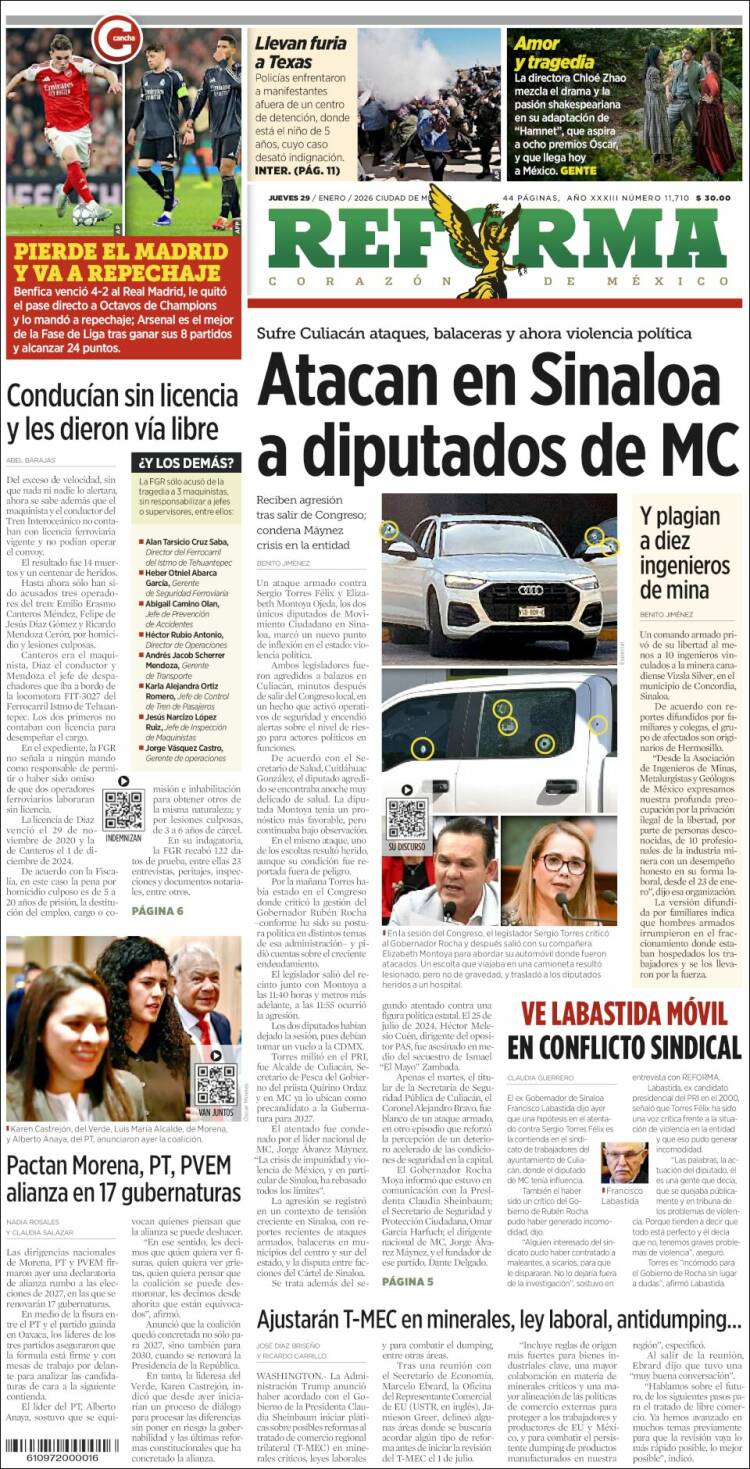 Portada de Reforma (M&eacute;xico)