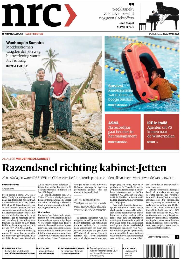 Portada de NRC Handelsblad (Pa&iacute;ses Bajos)
