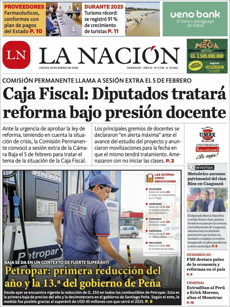 Portada de La Nación (Paraguay)