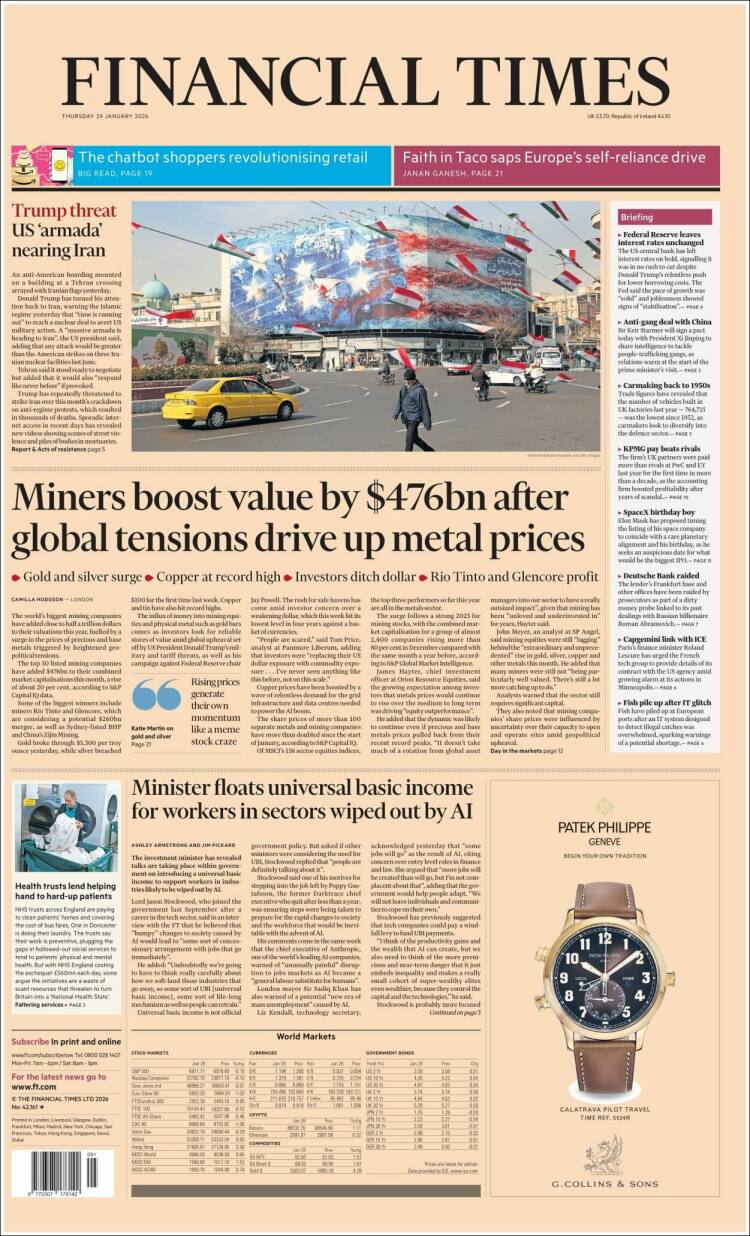 Portada de Financial Times (Reino Unido)