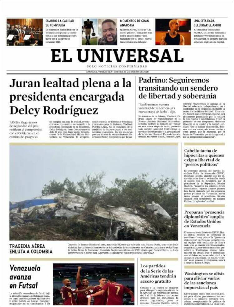 Portada de Universal (Venezuela)