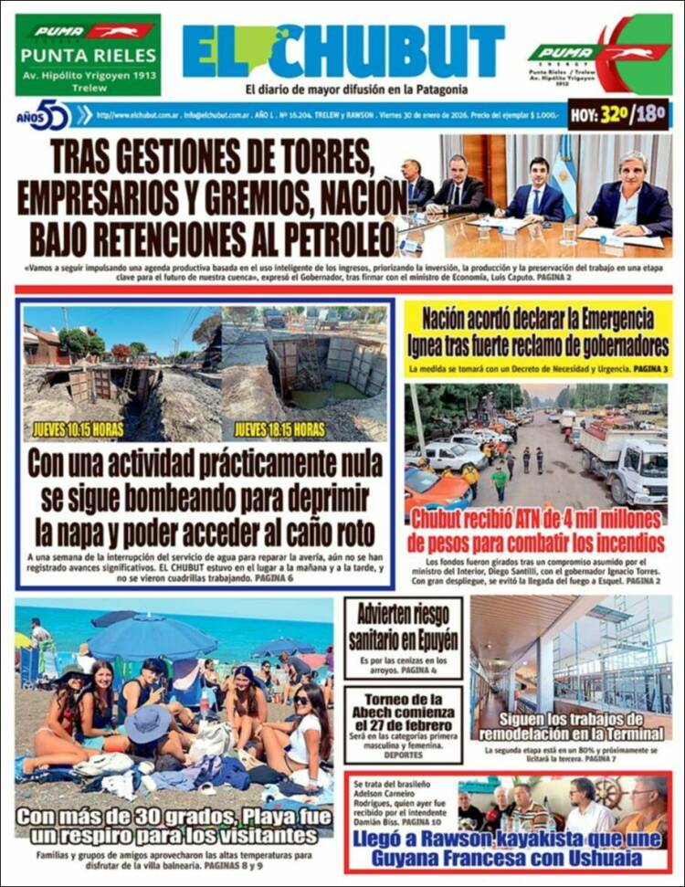 Portada de El Chubut (Argentina)