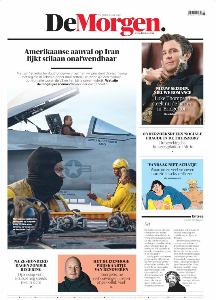 Portada de De Morgen (B&eacute;lgica)