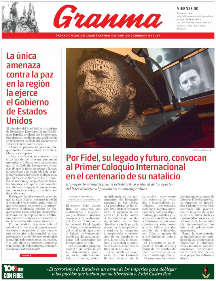 Portada de Granma (Cuba)