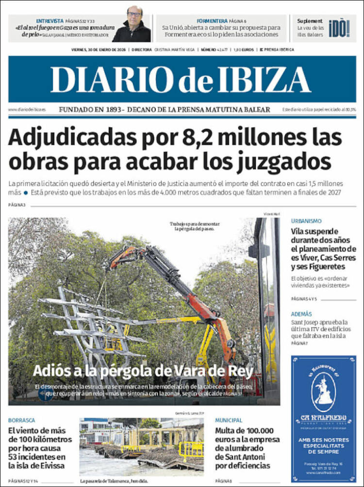 Portada de Diario de Ibiza (Espa&ntilde;a)