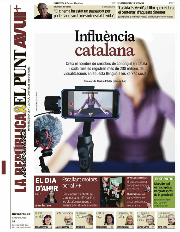 Portada de El Punt Avui (Espa&ntilde;a)
