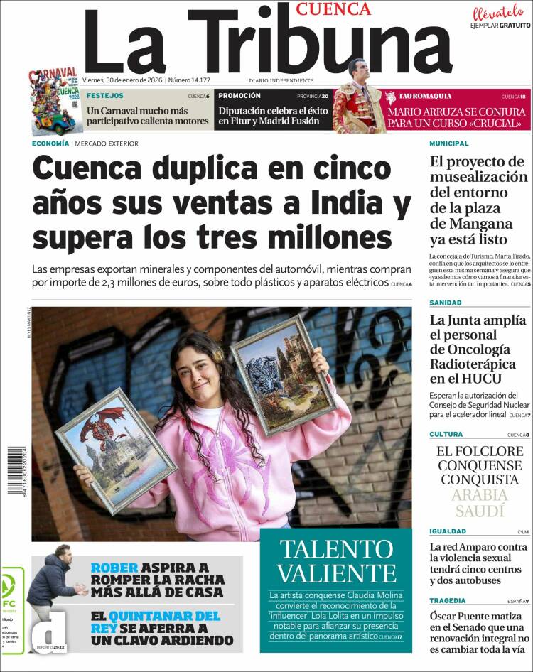 Portada de La Tribuna de Cuenca (Espa&ntilde;a)