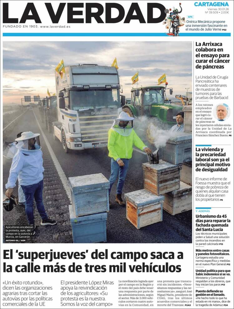 Portada de La Verdad de Cartagena (Espa&ntilde;a)