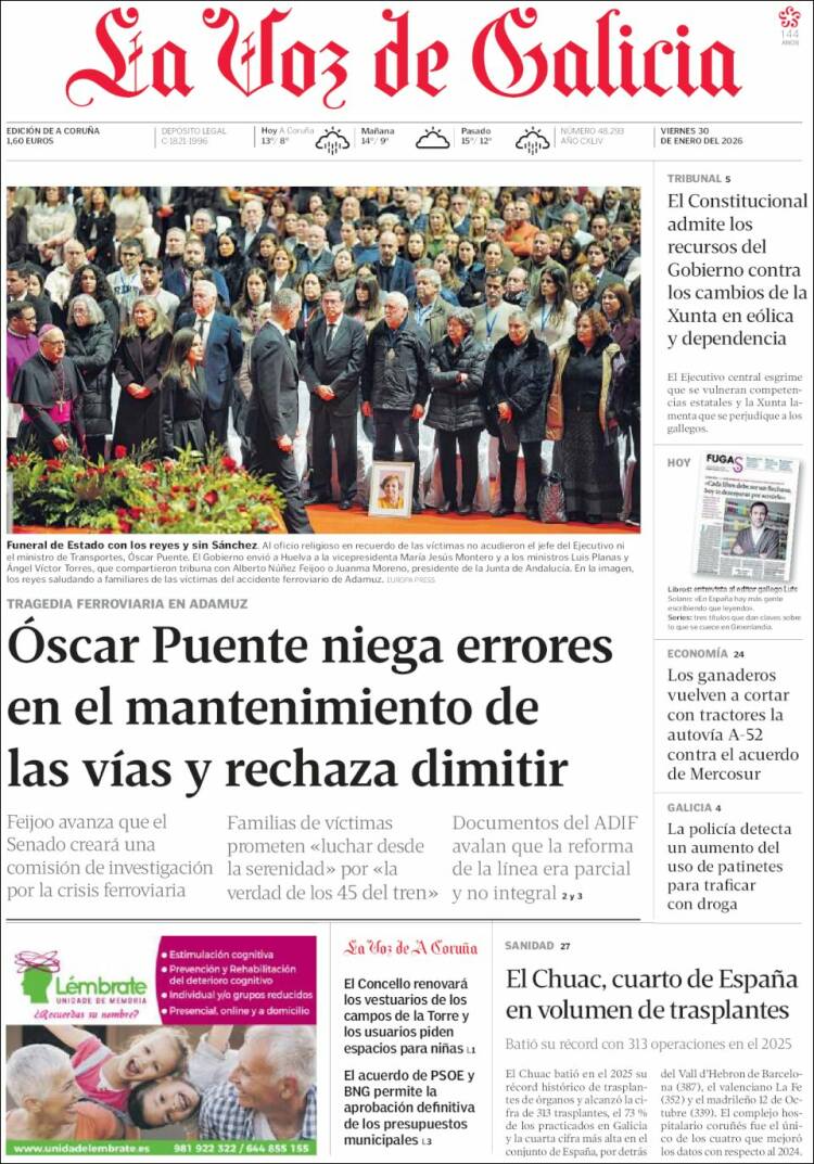 Portada de La Voz de Galicia (Espa&ntilde;a)