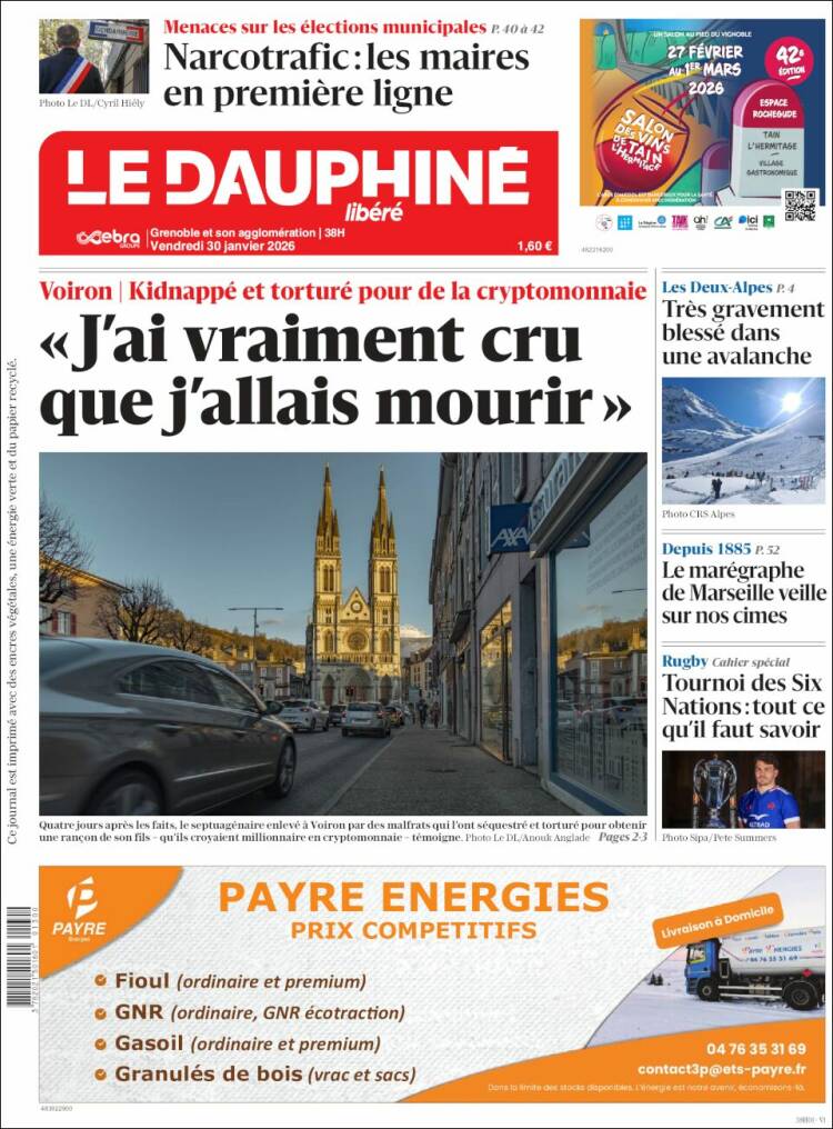 Portada de Le Dauphiné Libéré (Francia)