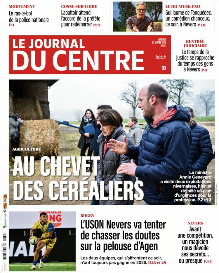 Portada de Le Journal du Centre (Francia)