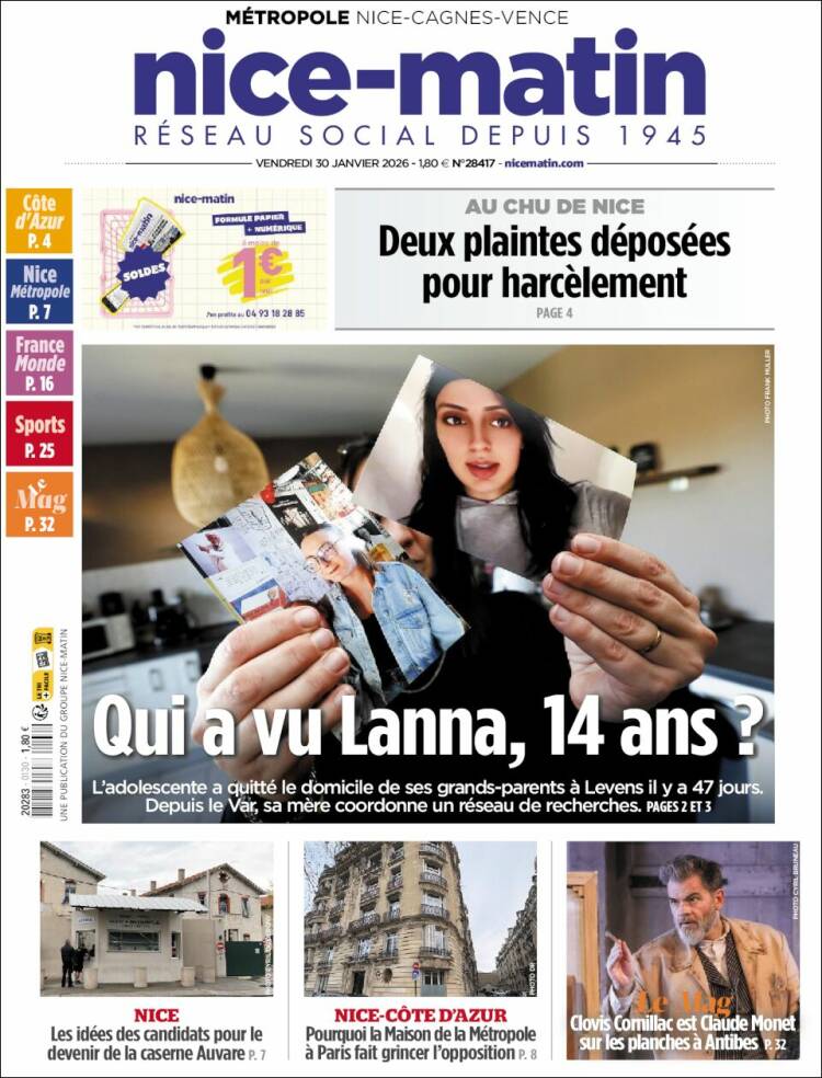 Portada de Nice-Matin (Francia)