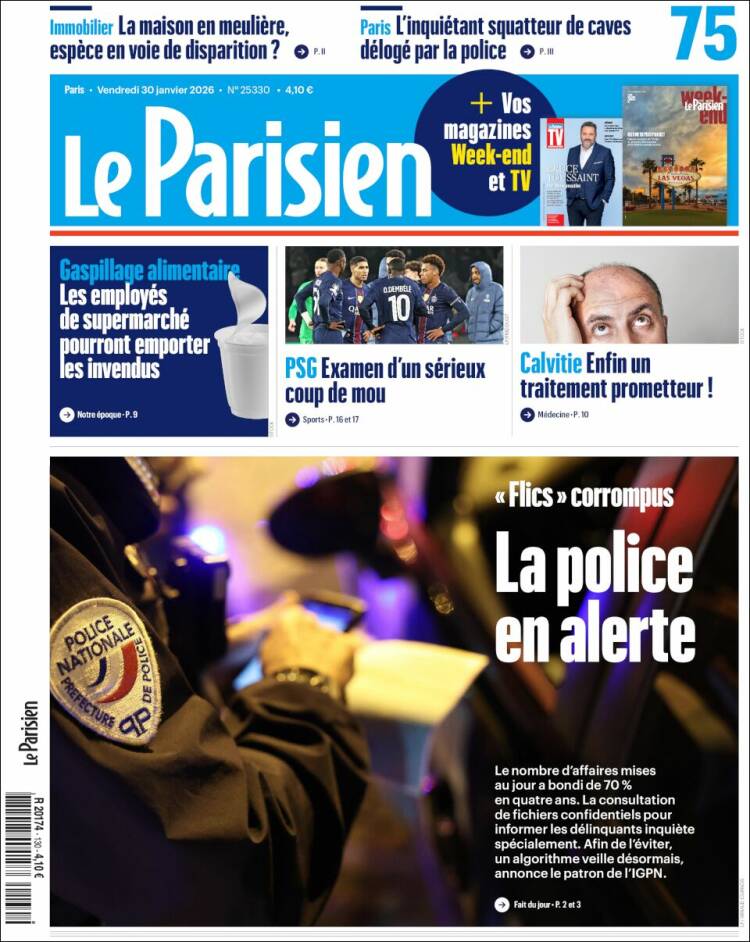 Portada de Le Parisien (Francia)