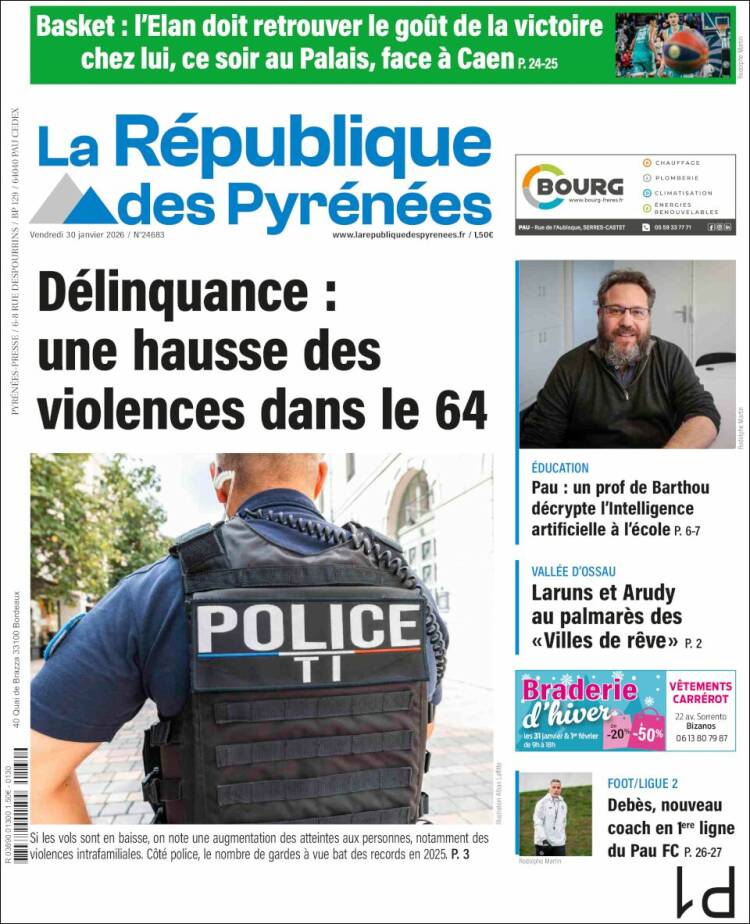 Portada de La République des Pyrénées (Francia)