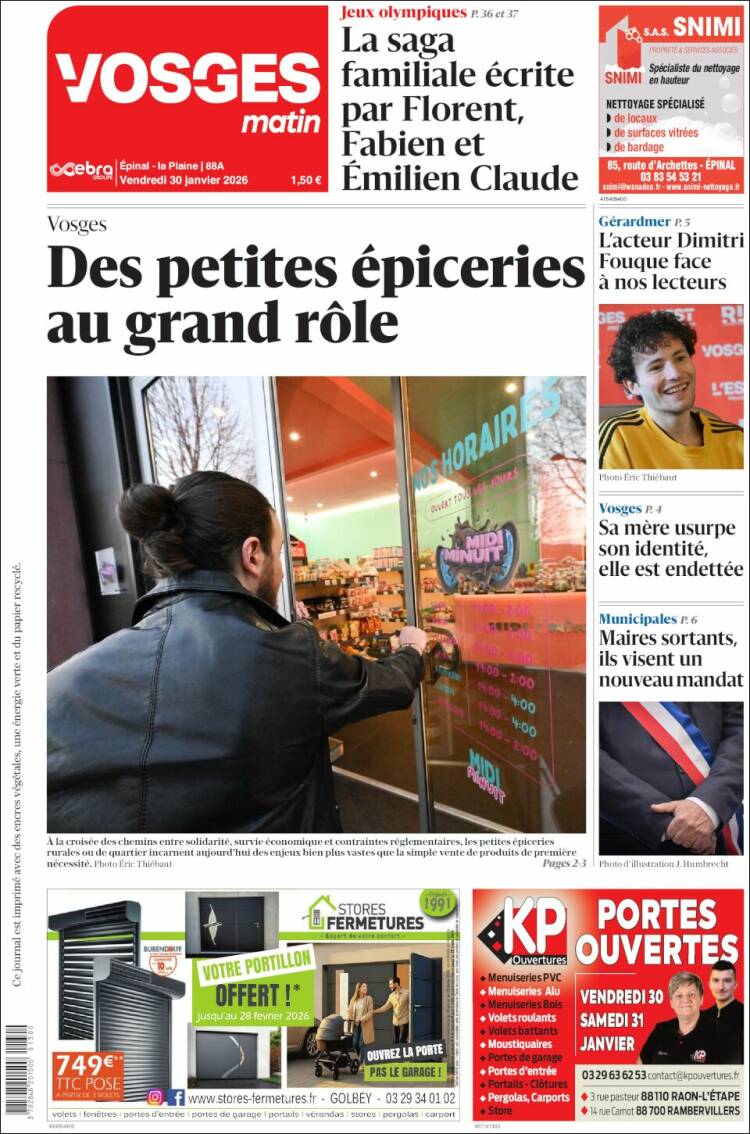 Portada de Vosges Matin (Francia)