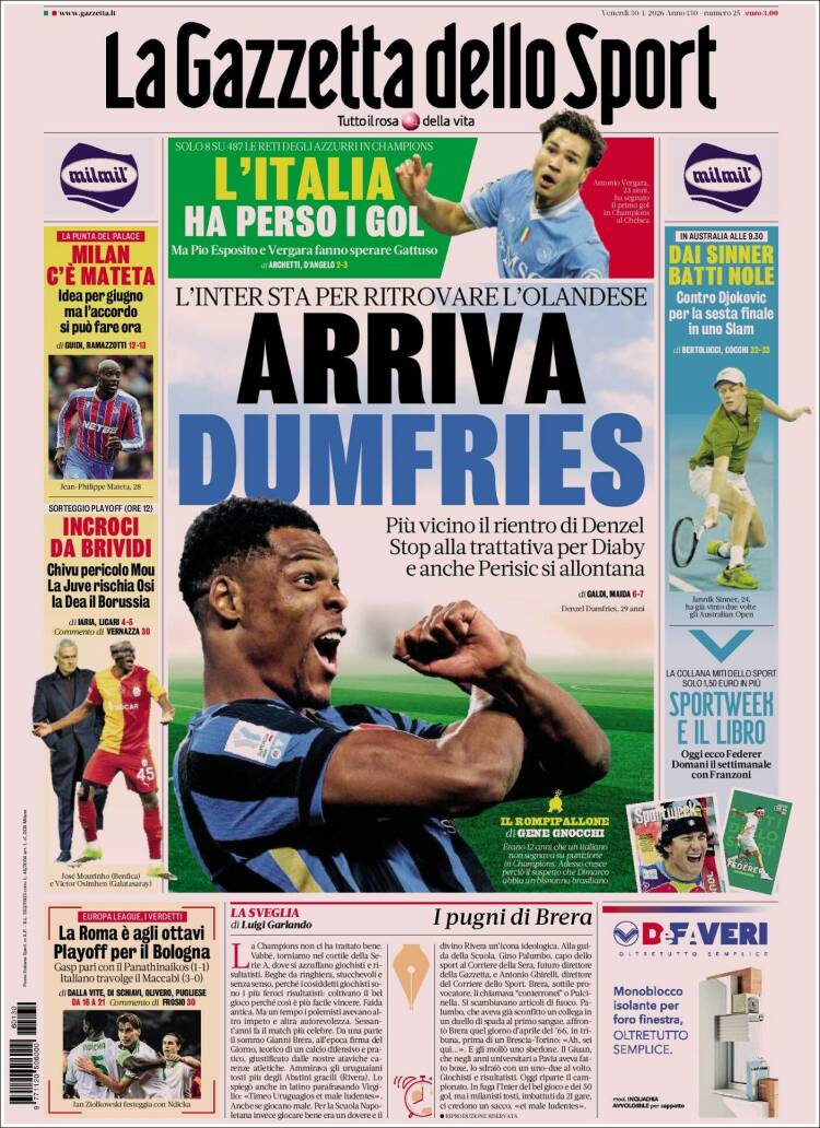 Portada de La Gazzetta dello Sport (Italia)