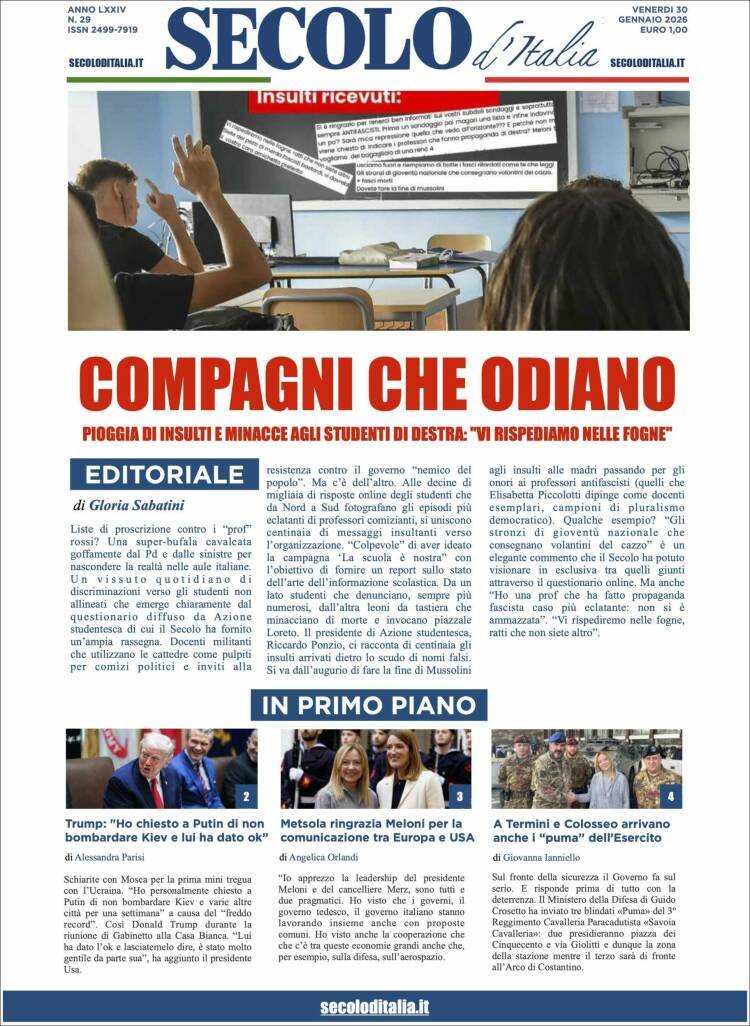 Portada de Secolo d'Italia (Italia)