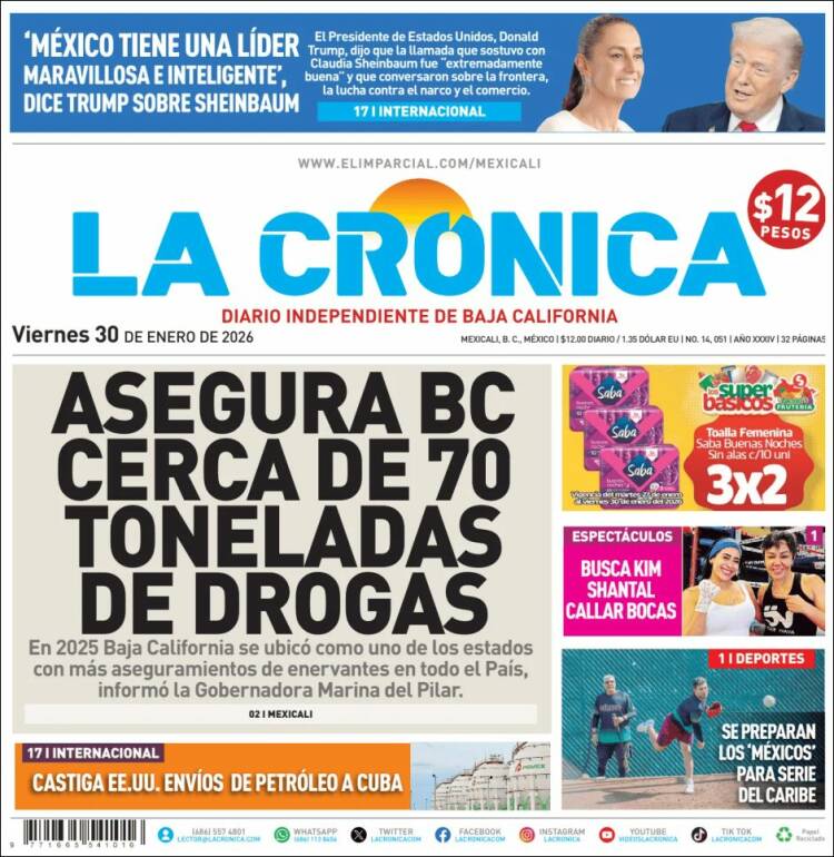 Portada de La Crónica de Baja California (M&eacute;xico)