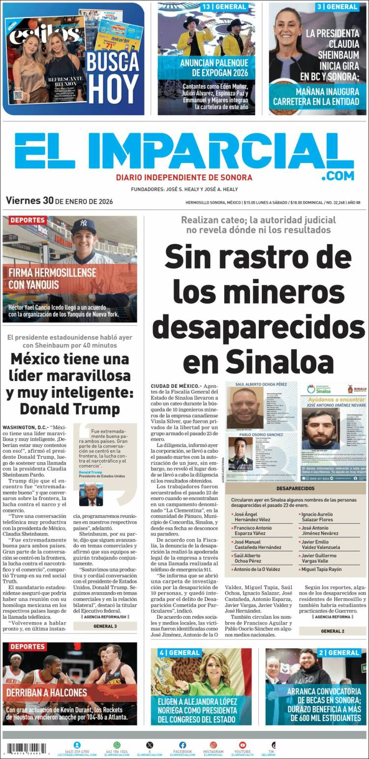Portada de El Imparcial (M&eacute;xico)