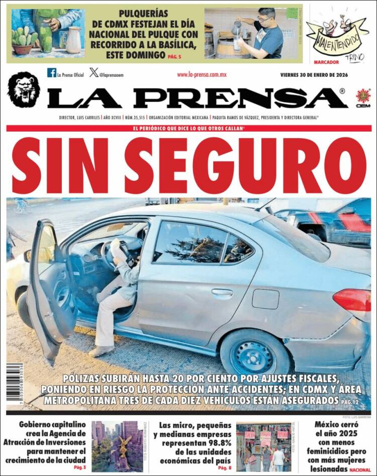 Portada de La Prensa (M&eacute;xico)