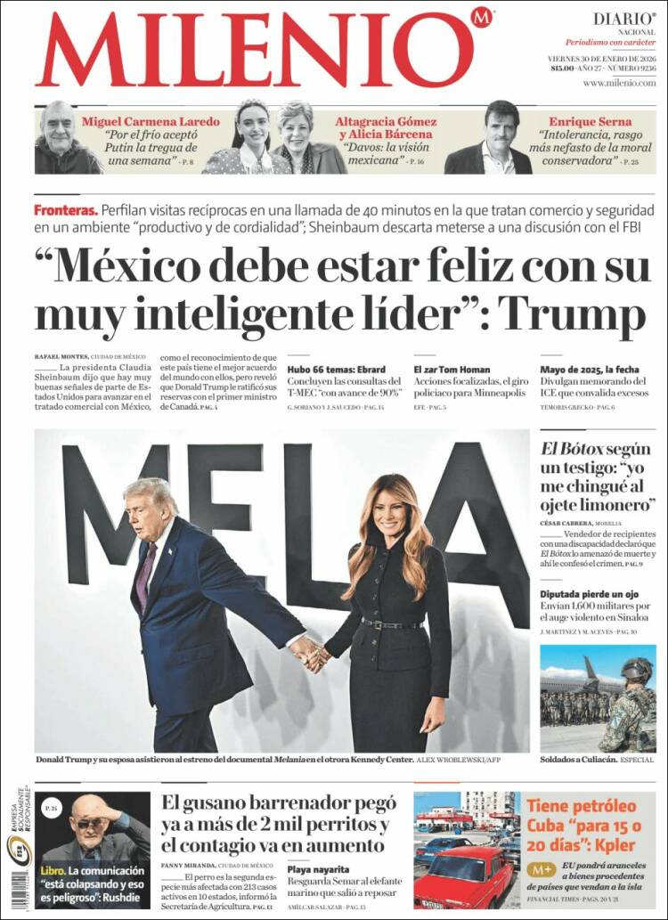 Portada de Milenio (M&eacute;xico)