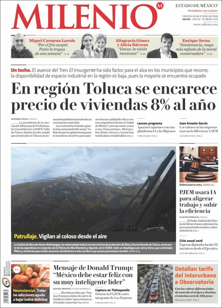 Portada de Milenio - Estado de México (M&eacute;xico)