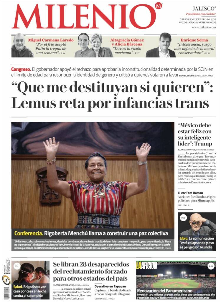 Portada de Milenio - Jalisco (M&eacute;xico)