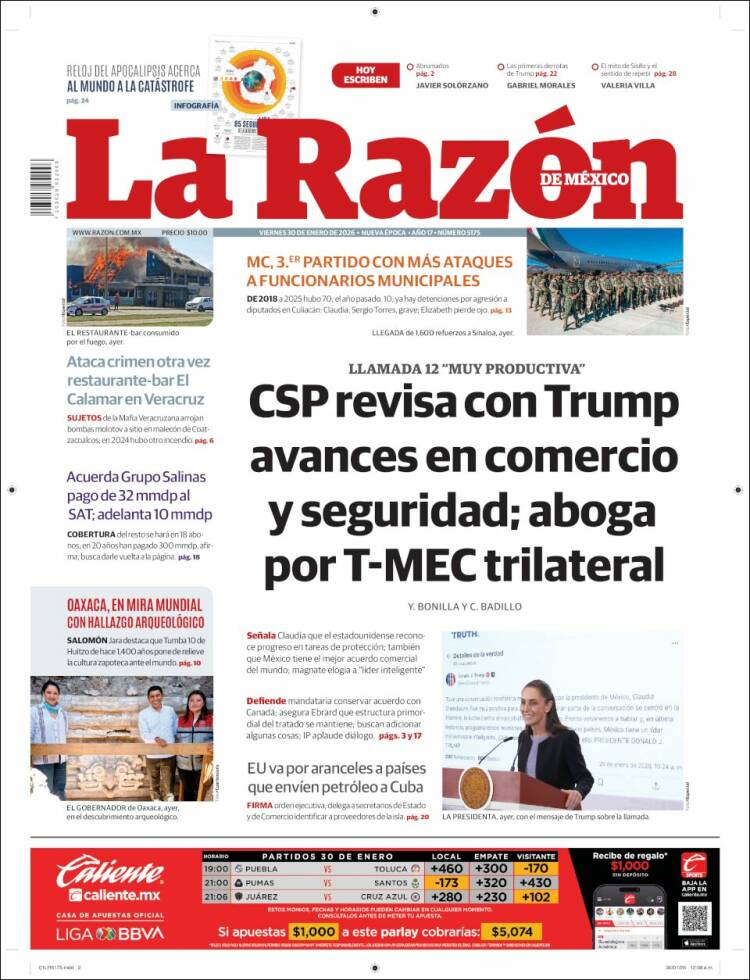 Portada de La Razón (M&eacute;xico)